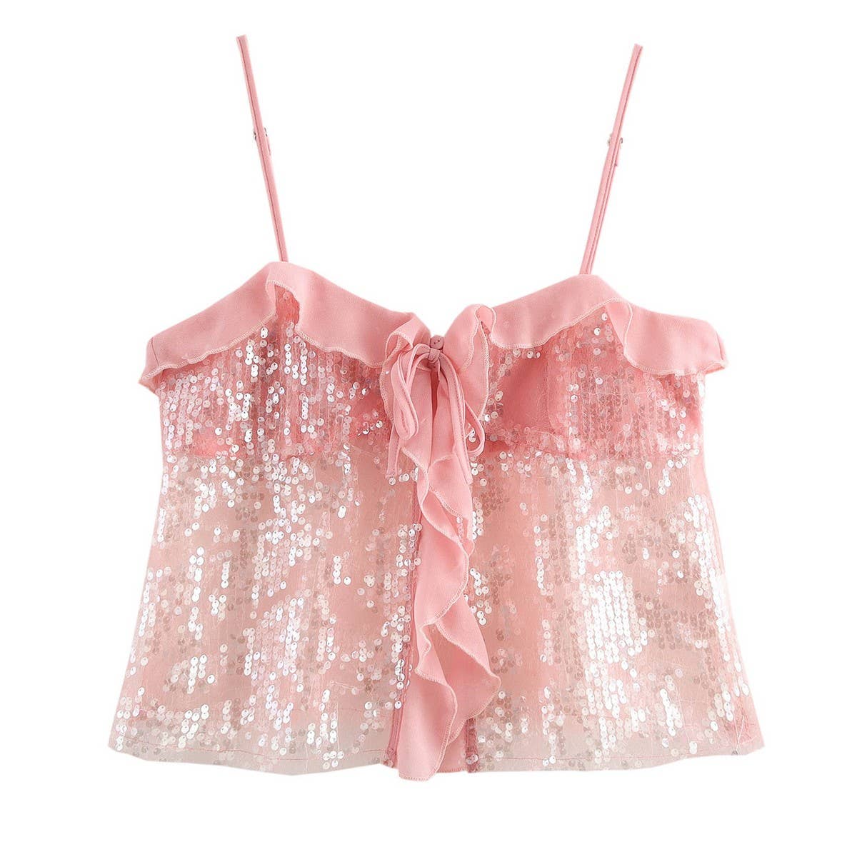 Sequin Sleeveless Crop Cami Top for Women