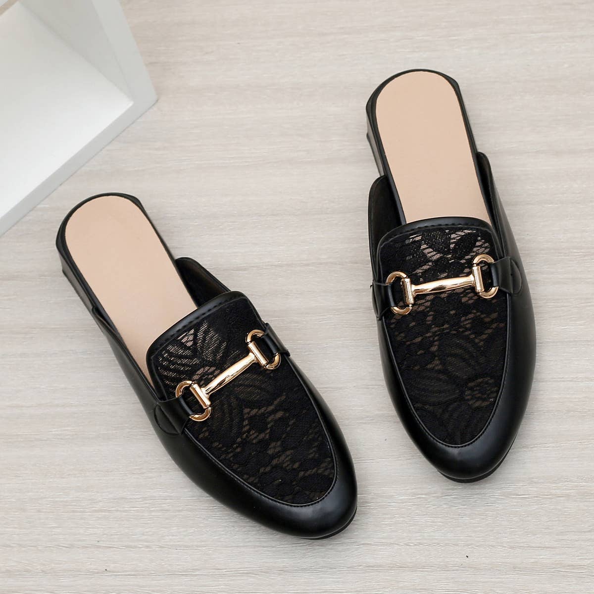 MEDIUM HEEL CASUAL THICK HEEL HALF SLIPPERS MULES