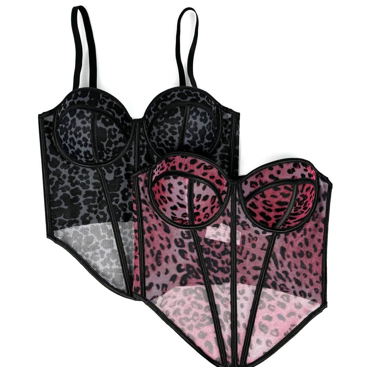 SEXY LEOPARD DOT PATTERN HERRINGBONE BRA