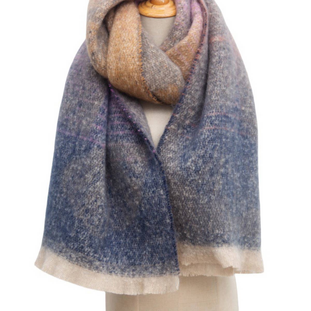 Ginkgo Jacquard Scarf ? Loop Yarn Fringe Winter