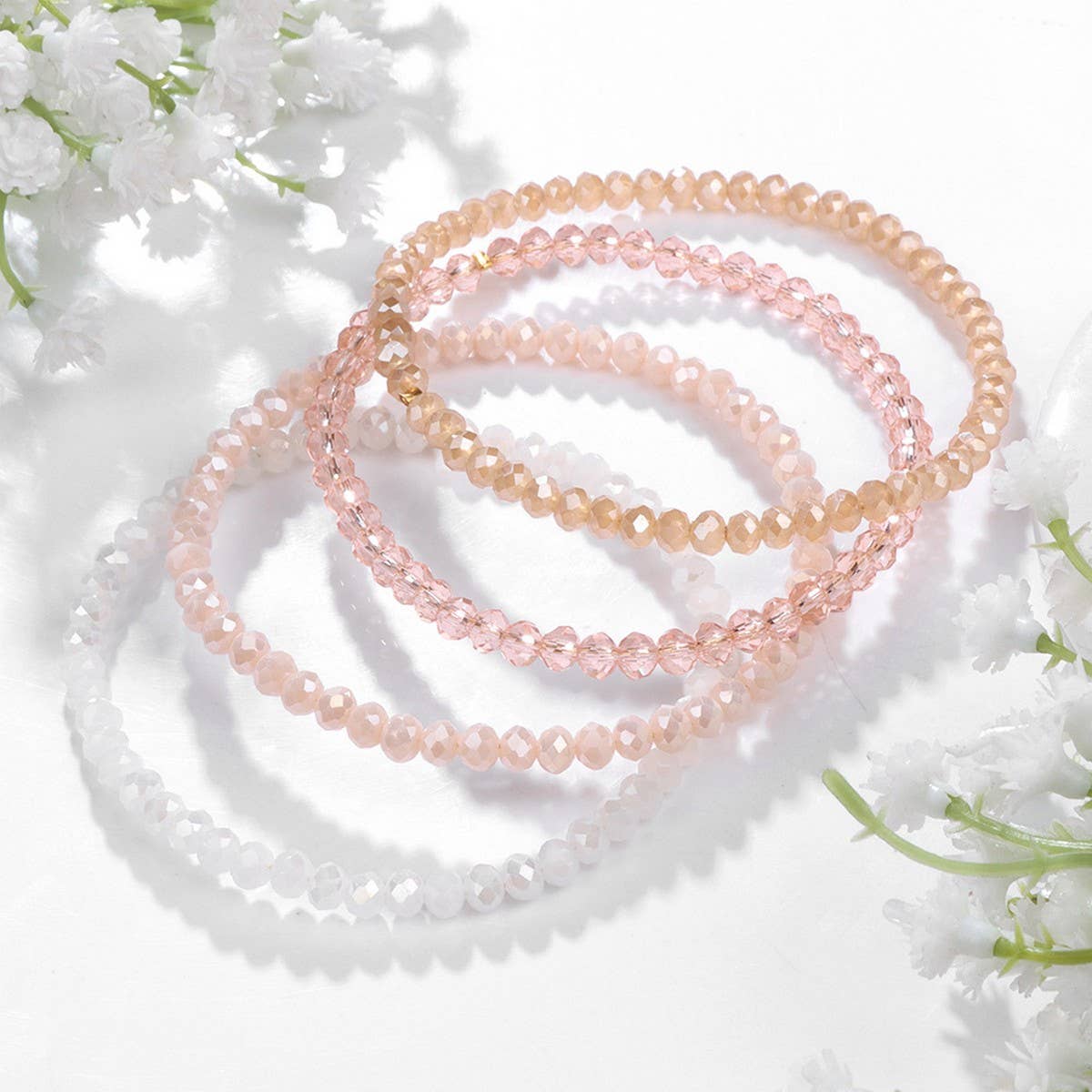 CWAJE4230_ARTIFICIAL CRYSTAL ELASTIC BRACELET SET OF FOUR