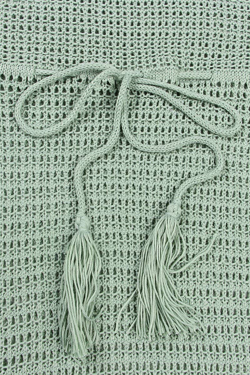 CWDMD4725_CUTOUT TIE TASSEL BEACH BIKINI COVER UP DRESS