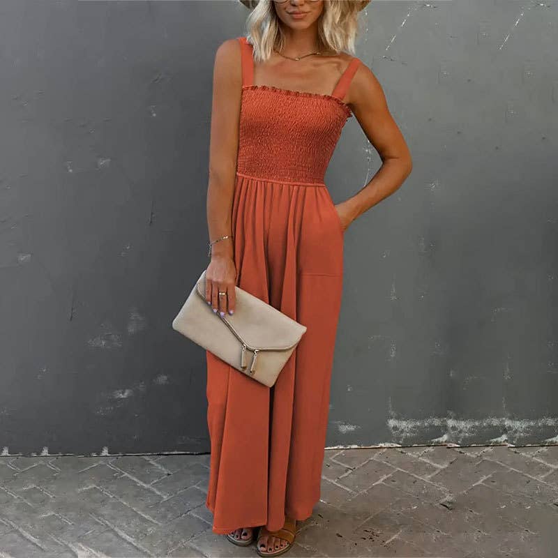 Loose straight leg casual broadleg jumpsuit