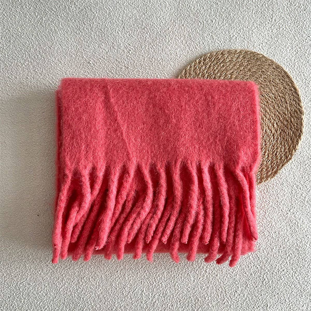 Red Wool Blend Scarf for Winter ??Soft & Warm_CWASC2282