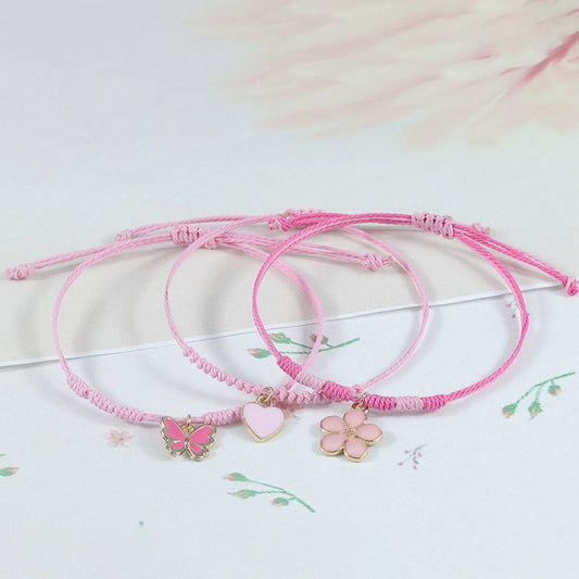 PINK FOUR LEAF CLOVER LOVE WOVEN BRACELET_CWAJE0732