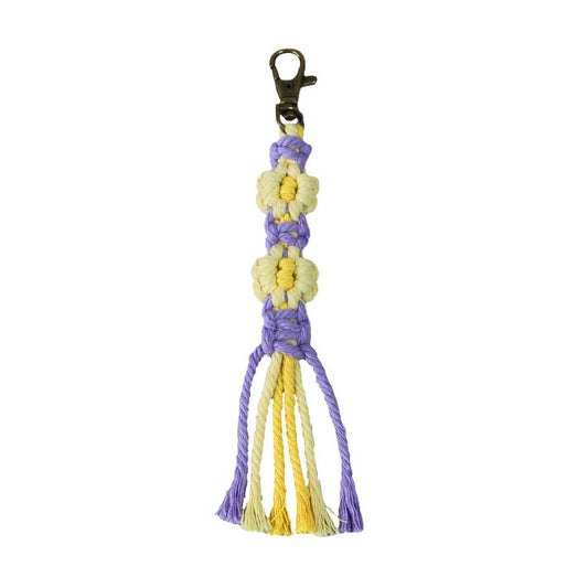 HANDMADE COTTON ROPE FLOWER WOVEN KEYCHAIN