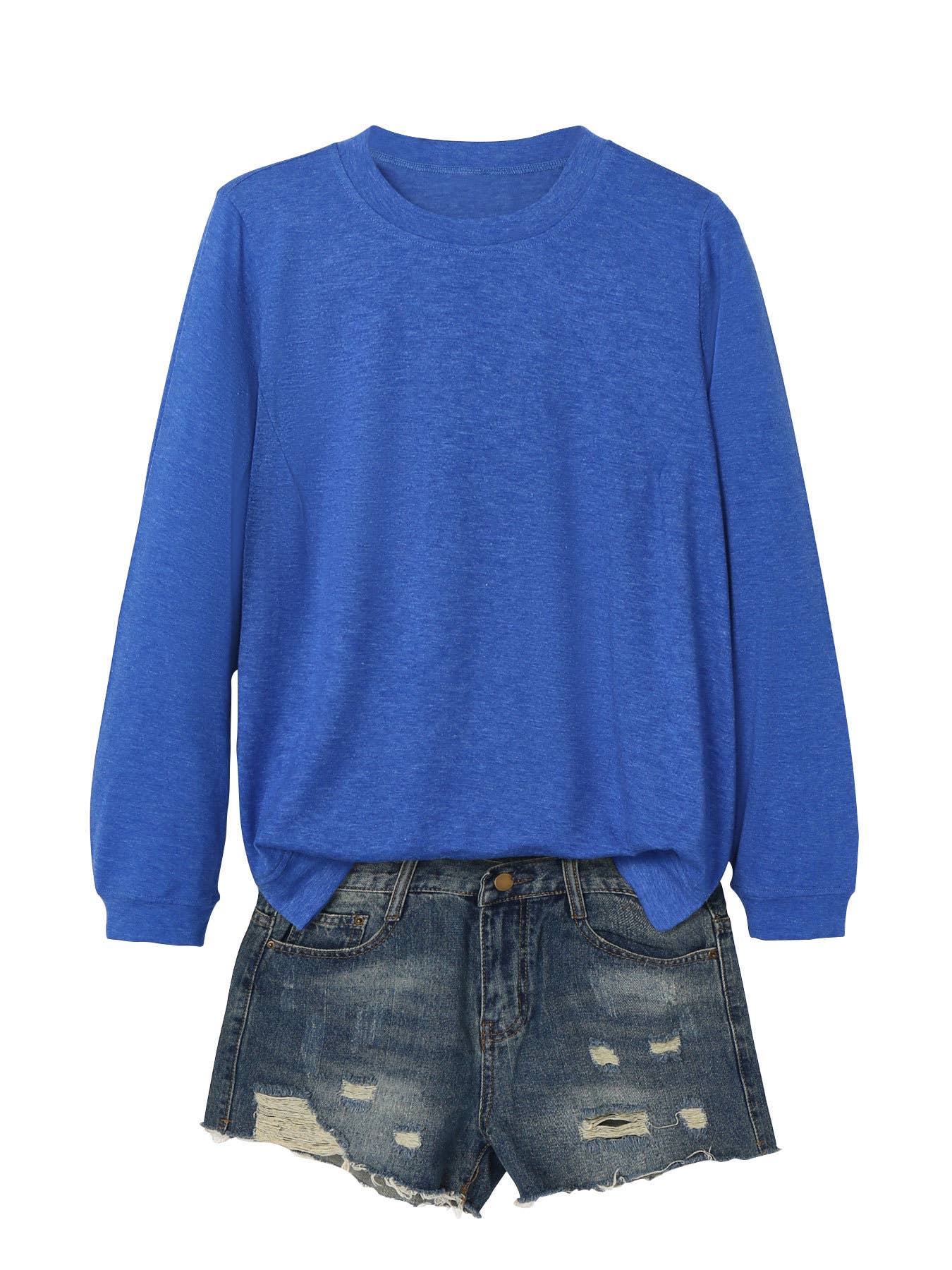 SOLID COLOR CASUAL CREWNECK COMFORTABLE T-SHIRT