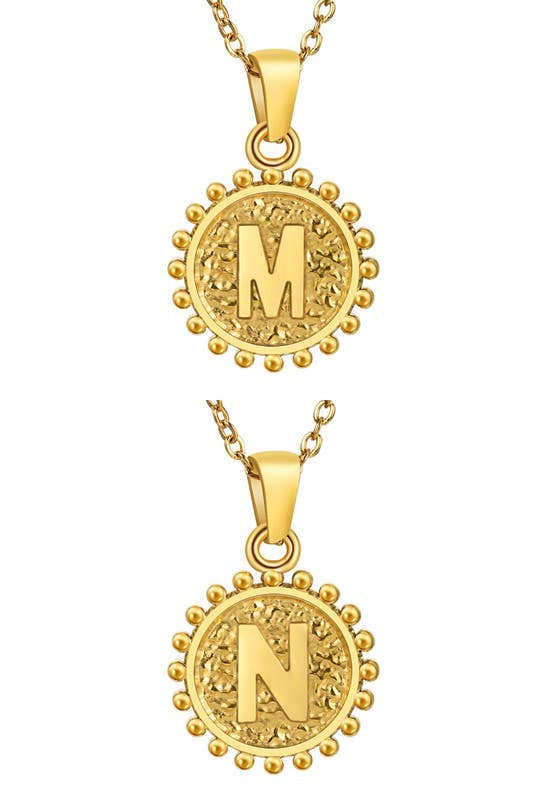ROUND ALPHABET INITIAL PENDANT NECKLACE