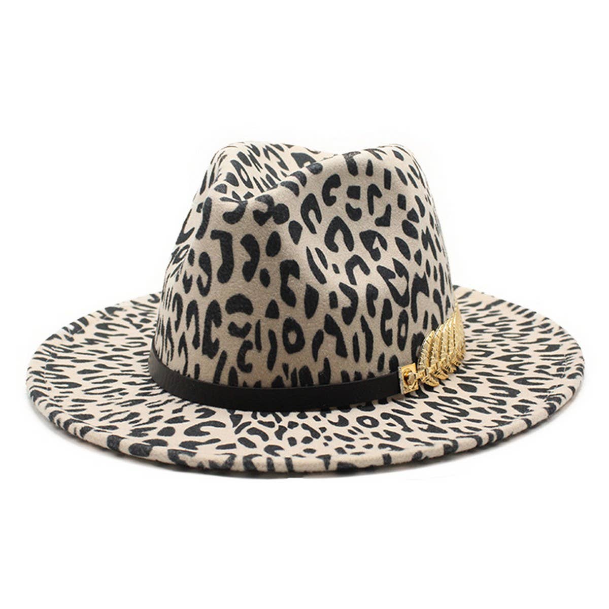 LEOPARD PRINT JAZZ HAT WOOLEN HAT WIDE BRIM HAT_CWAH2581