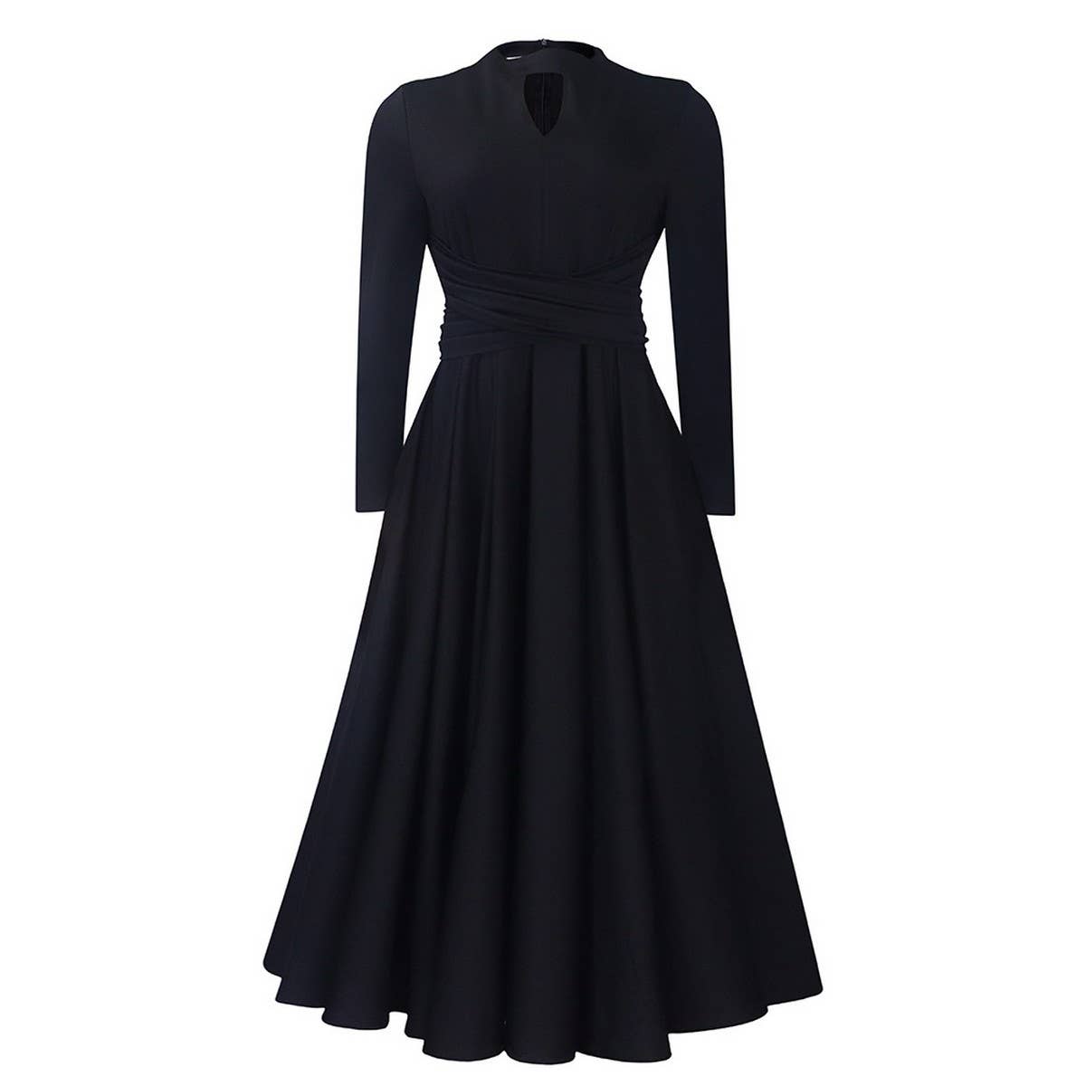 FASHIONABLE PLEATED PLUS SIZE SWING SKIRT DRESS