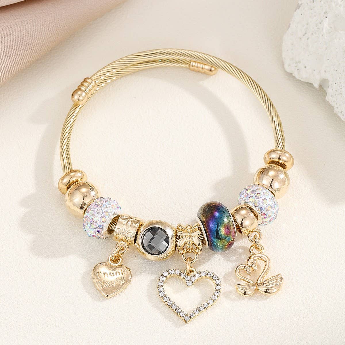 Fashion Gold Steel Bracelet, Fade-Resistant_CWMM8484