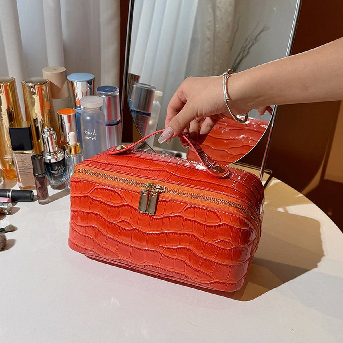 NEW HIGH-END CROCODILE LEATHER COSMETIC BAG_CWAB4405