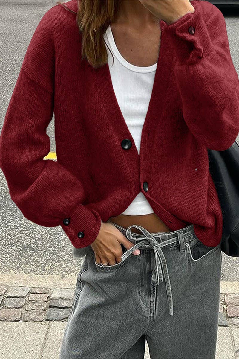 CWOCAL00769_SOLID COLOR LONG-SLEEVED KNITTED CARDIGAN