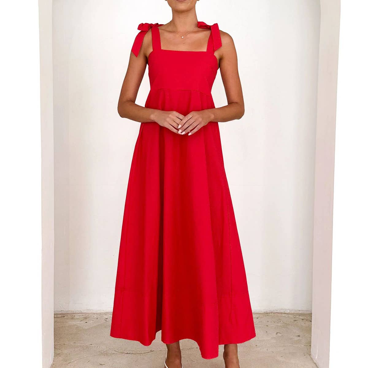 Solid color strapless maxi lace-up dresses