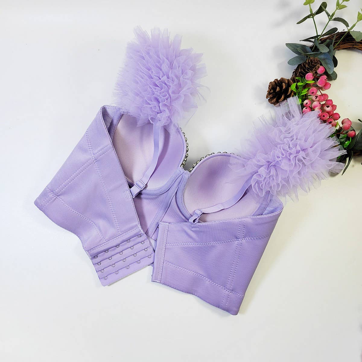 SWEET RUFFLE FITTED HERRINGBONE CORSET