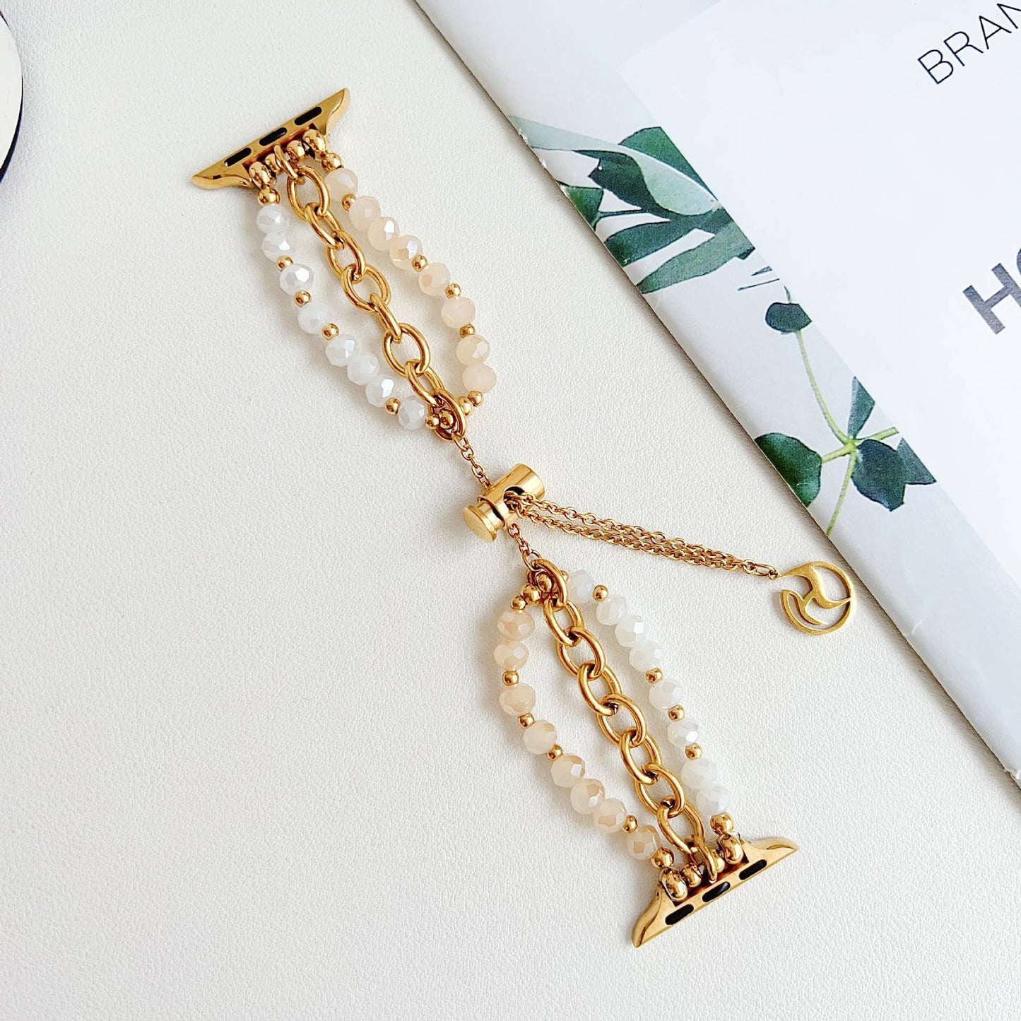 APPLE WATCH 9 STAINLESS STEEL BEADED BRACELET STRAP_CWWW0065