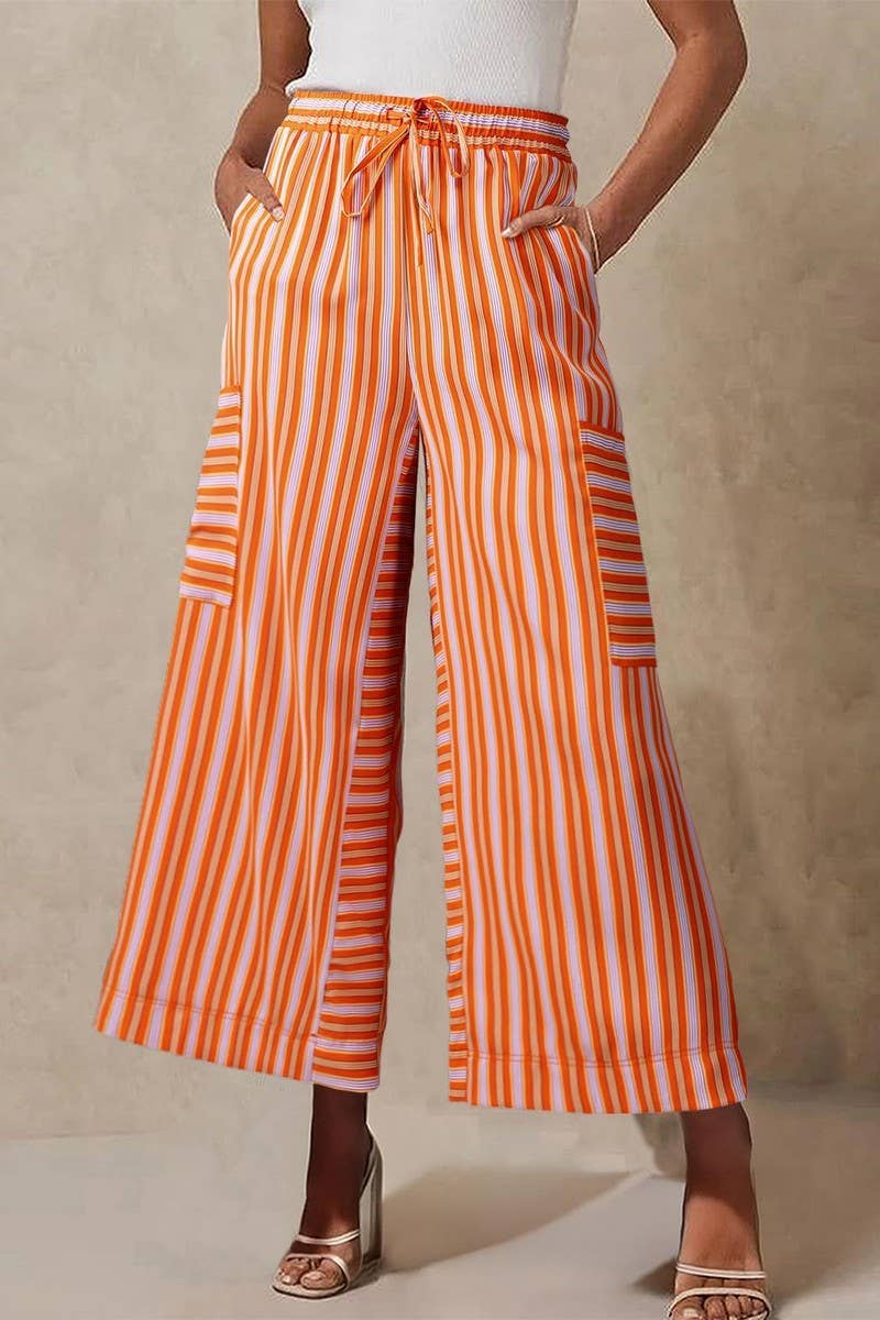 CWBLP2157_COLORFUL STRIPED DRAWSTRING STRAIGHT LEG PANTS