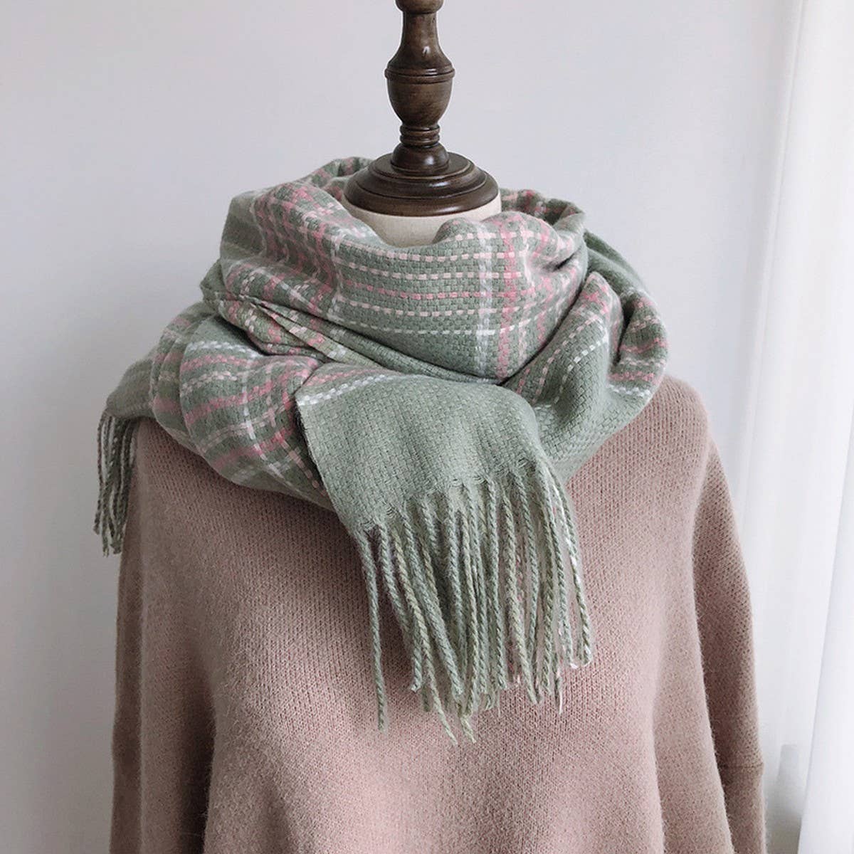 Plaid Faux Cashmere Scarf ??Thick Warm Winter Wrap_CWASC1453