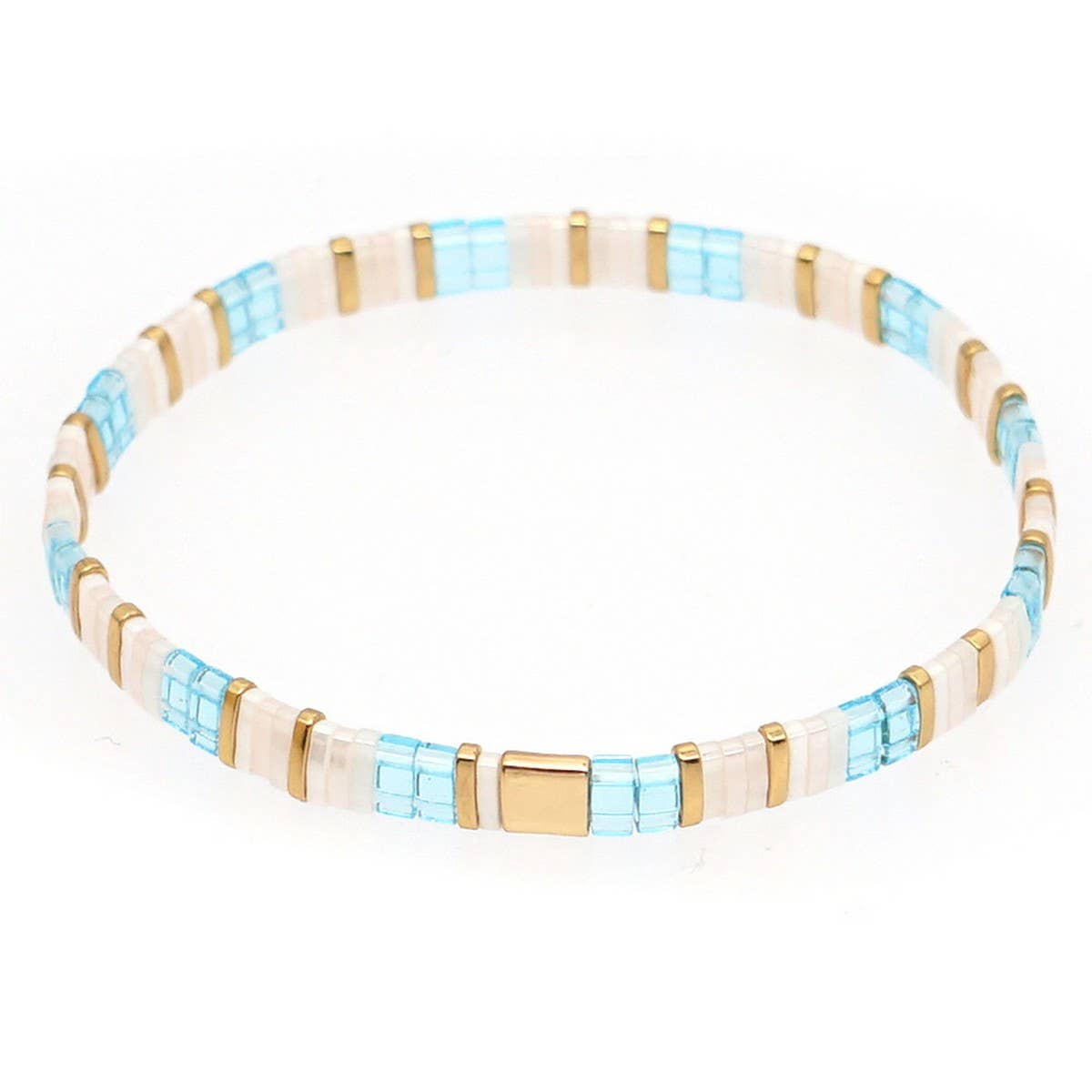 MULTI-LAYERED TILA BEADS BRAIDED GOLD BEAD BRACELET