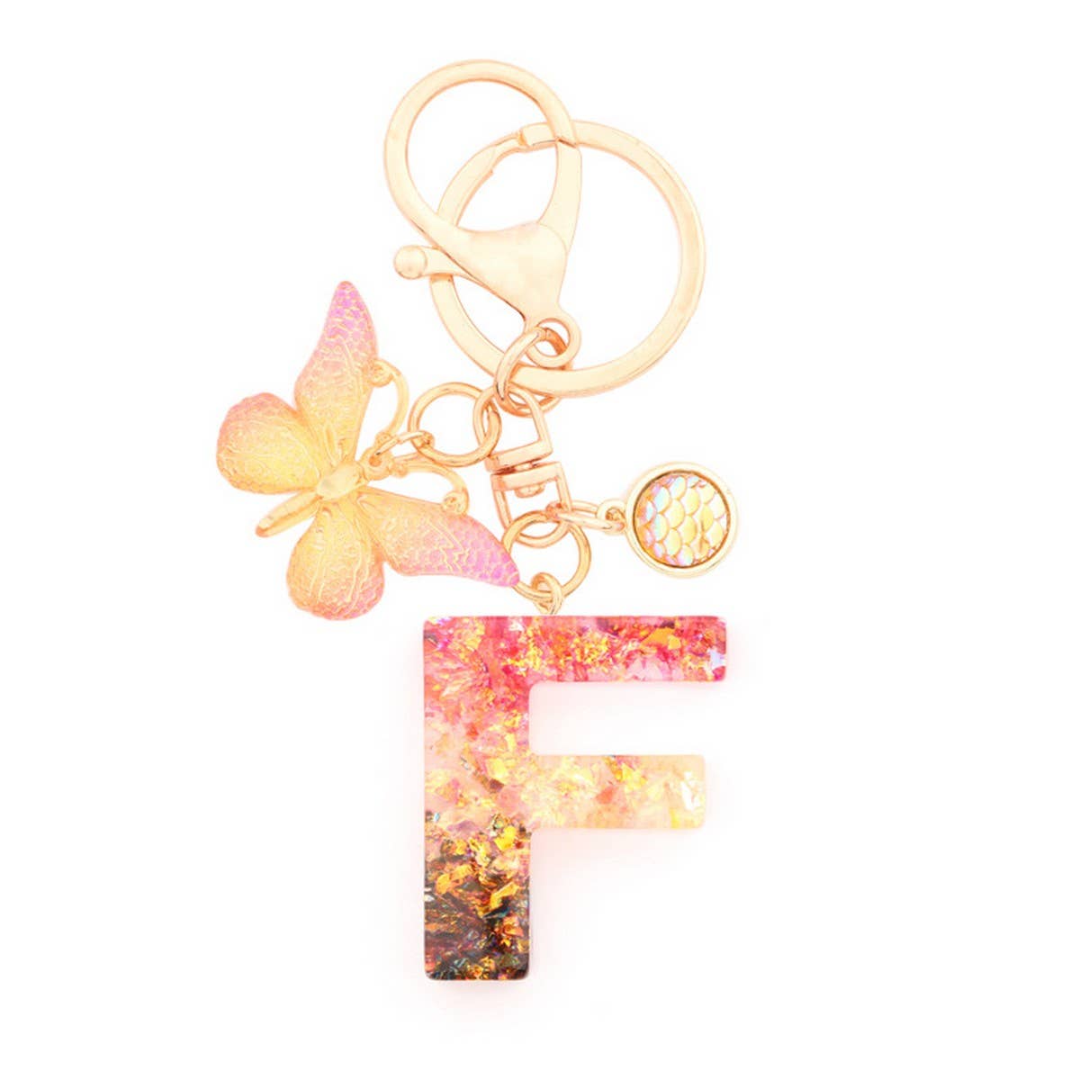 Creative Crystal Letter Keychain with Resin Sequins_CWAB5021