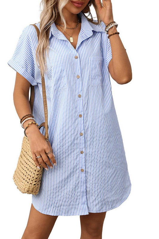 CWDSD7263_STRIPED COTTON AND LINEN MIDI SHIRT DRESS