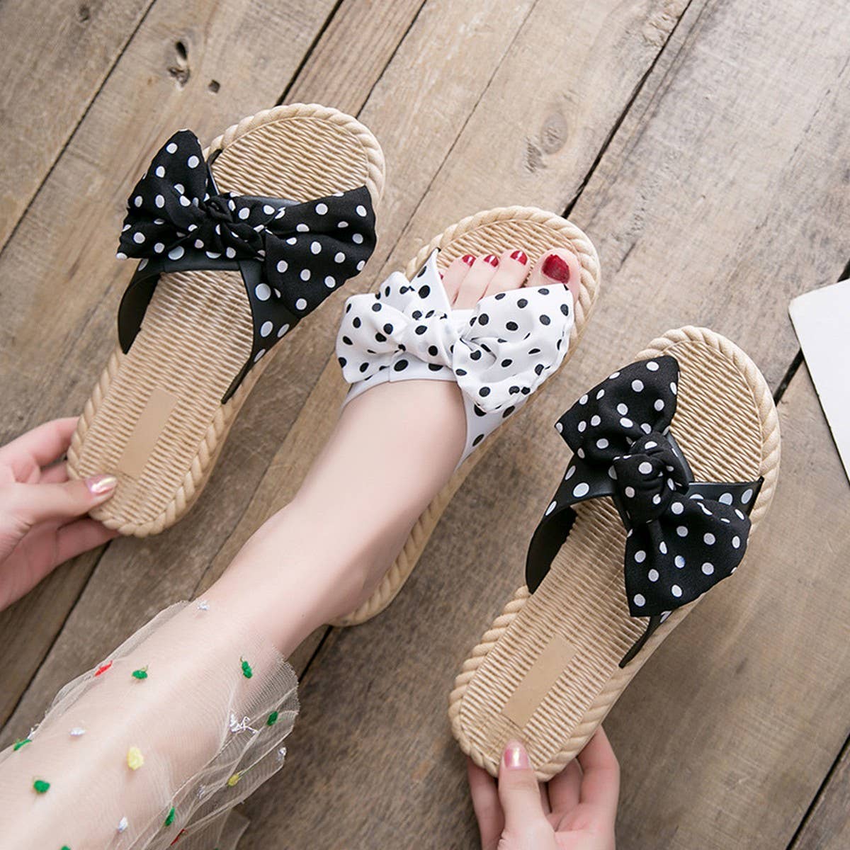 BOW DECORATED NON-SLIP SLIPPERS FOR WOMENS_CWSHS0675