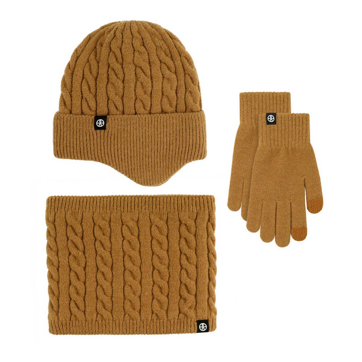 WINTER OUTDOOR VELVET SCARF WARM THREE-PIECE SUIT