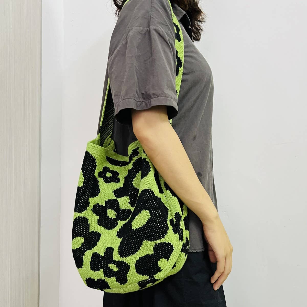 CWAB5063_KNITTED FLOWER LARGE CAPACITY SHOULDER BAG