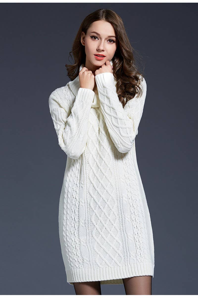 CWDSD5133_LONG TURTLENECK KNITTED DRESS