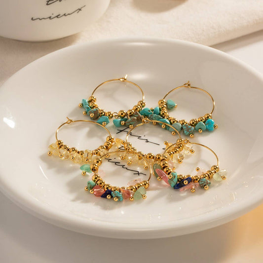 FASHION STAINLESS STEEL COLORED STONE EARRINGS_CWMM2355