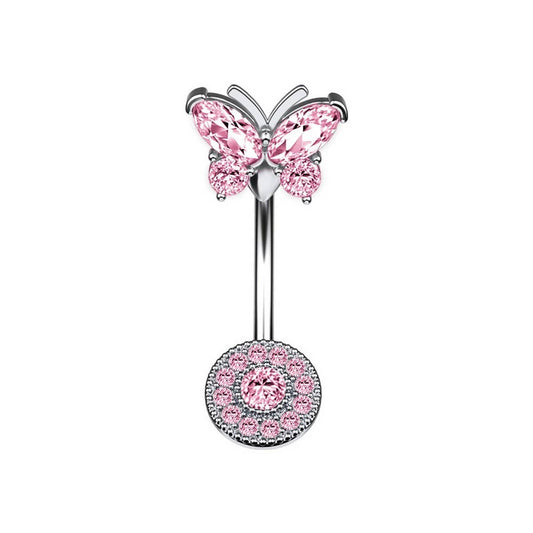 Copper CZ Butterfly Belly Ring Piercing