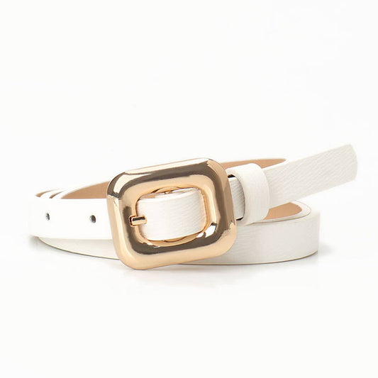 Simple alloy square buckle women's belt