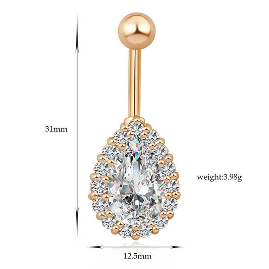 Teardrop CZ Belly Ring Colorful Stainless Steel