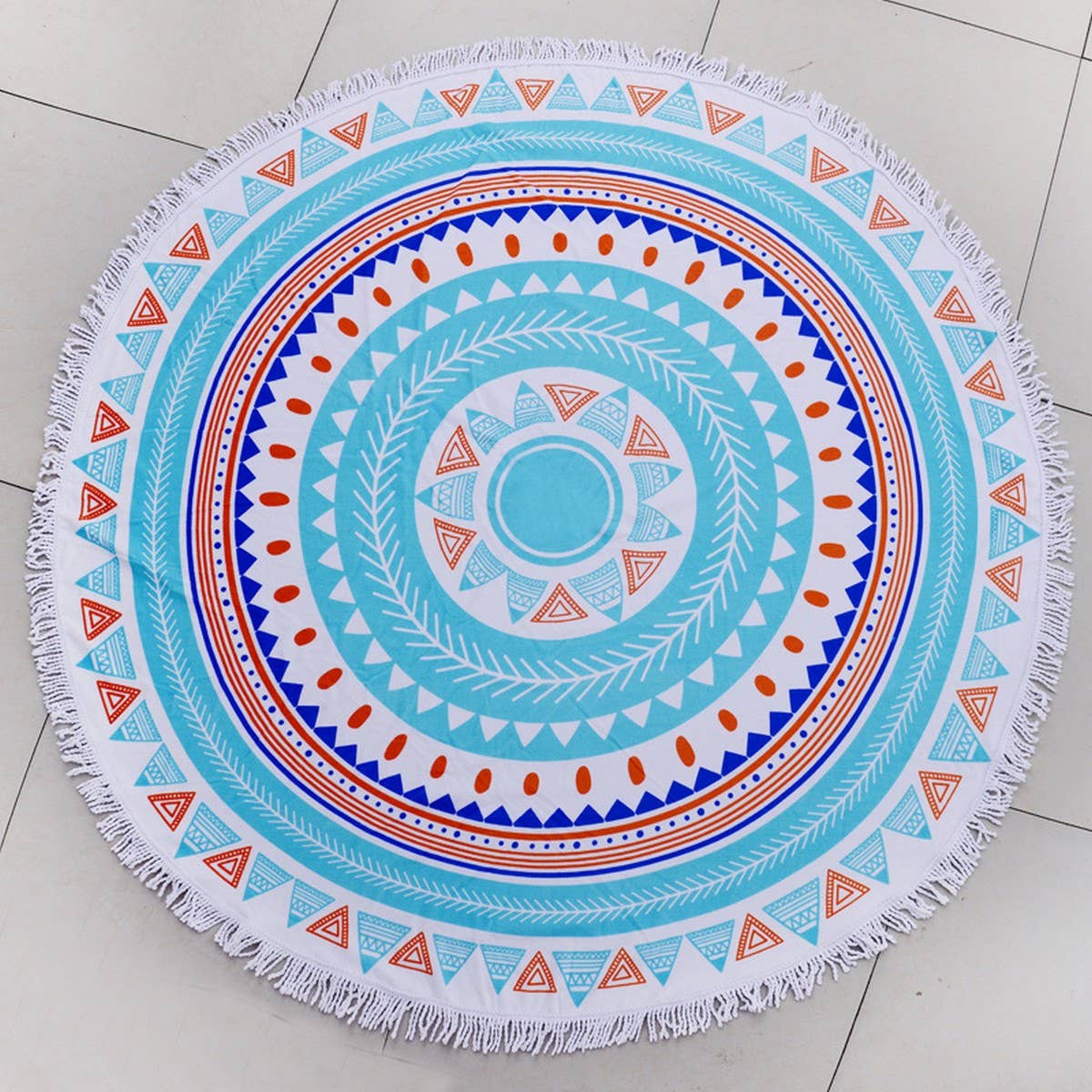 Round Microfiber Tassel Beach Towel Blanket