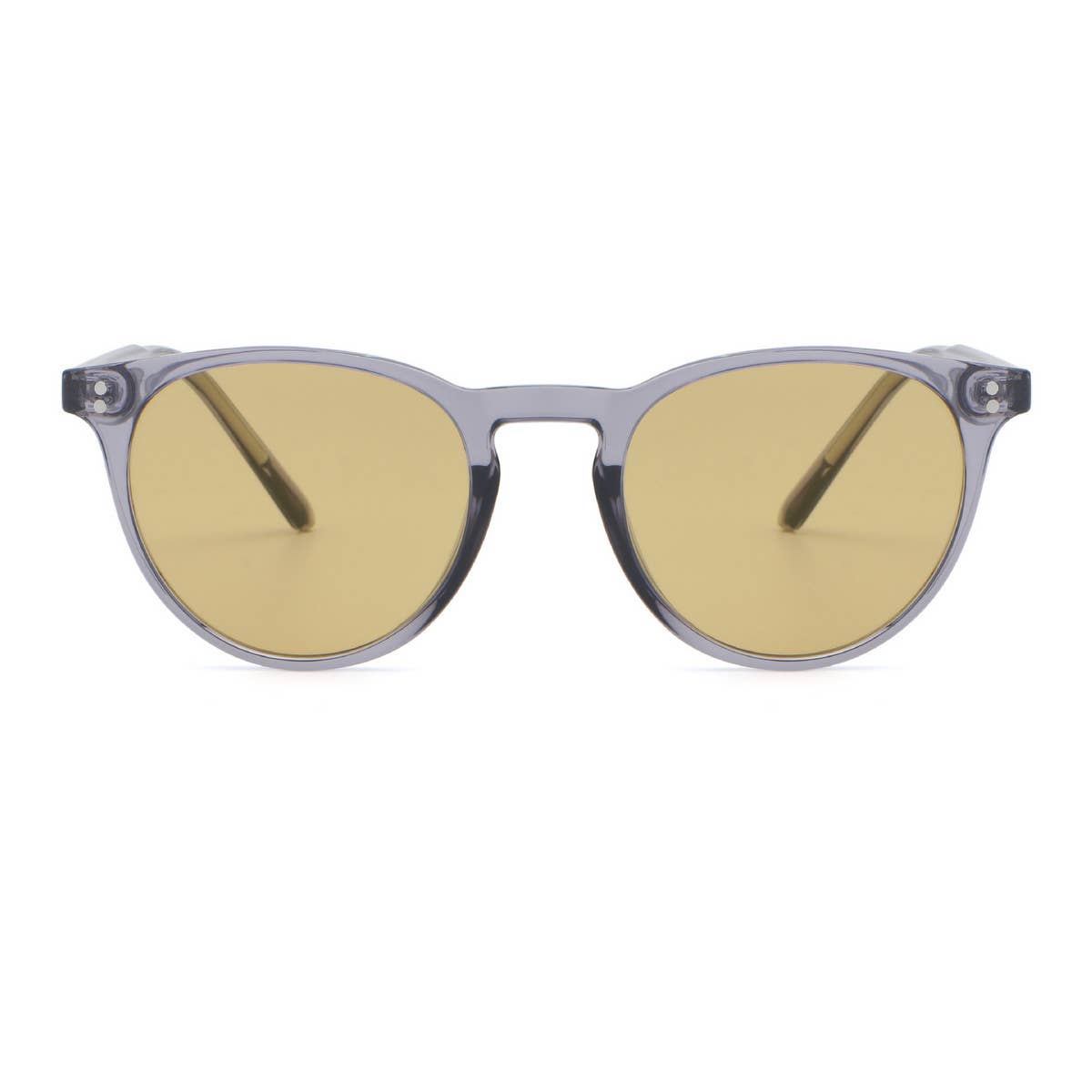 FASHIONABLE FAUX ACETATE ROUND FRAME SUNGLASSES