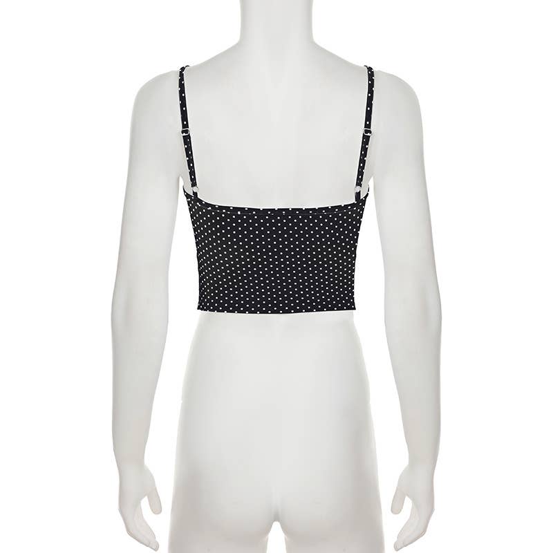 Sleeveless irregular waist polka-dot camisole
