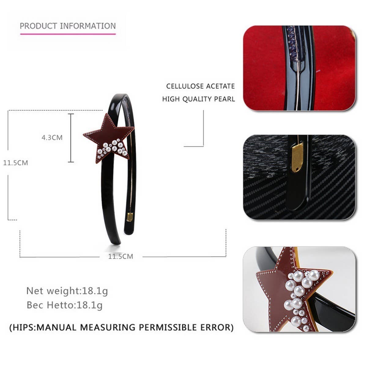 FIVE-POINTED STAR HEADBAND PEARL DIAMOND HEADBAND