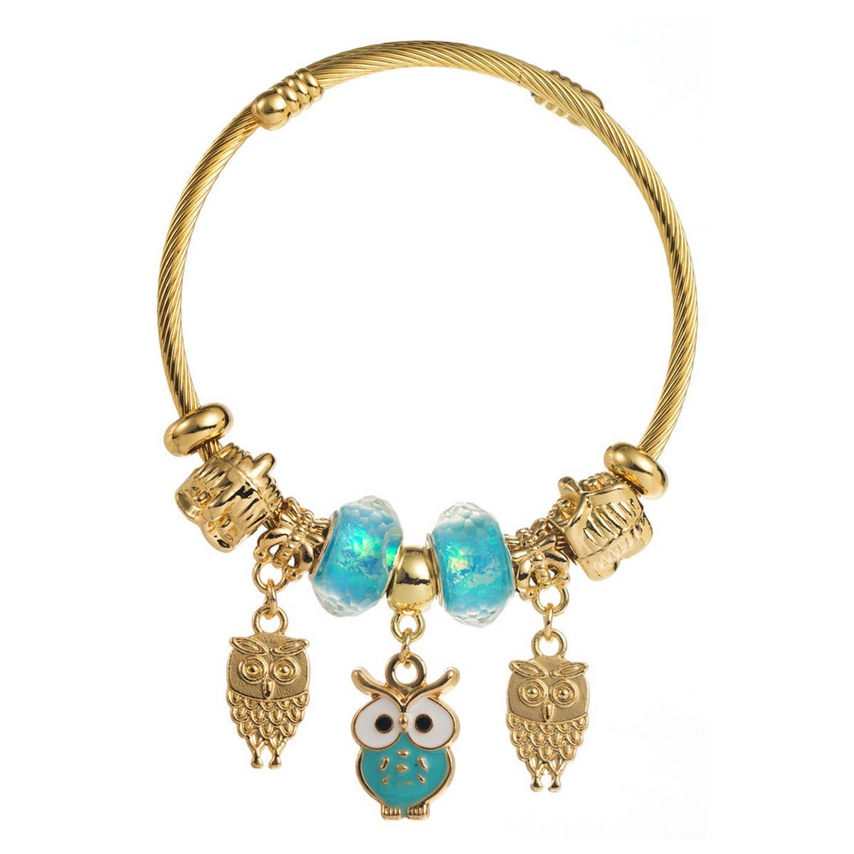 Adjustable Owl & Butterfly Charm Couple Bracelet_CWMM8482