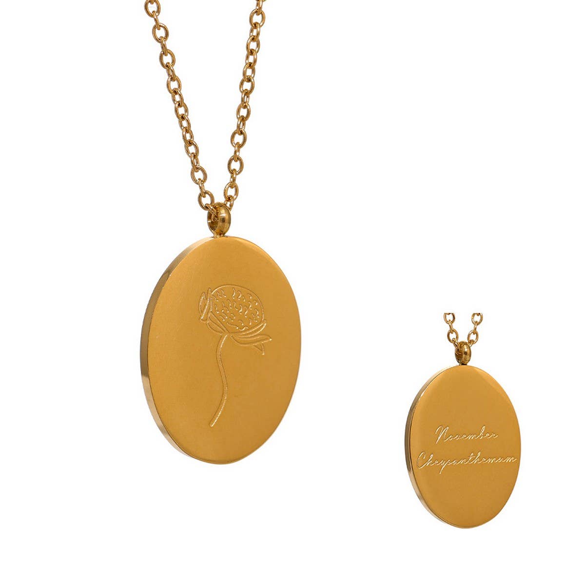 GOLD STAINLESS STEEL DECEMBER FLOWER NECKLACE