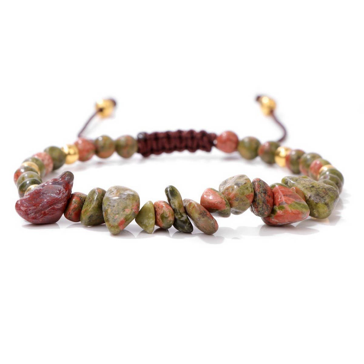 CWAJE4216_NATURAL STONE BEADS BRAIDED GRAVEL BRACELET