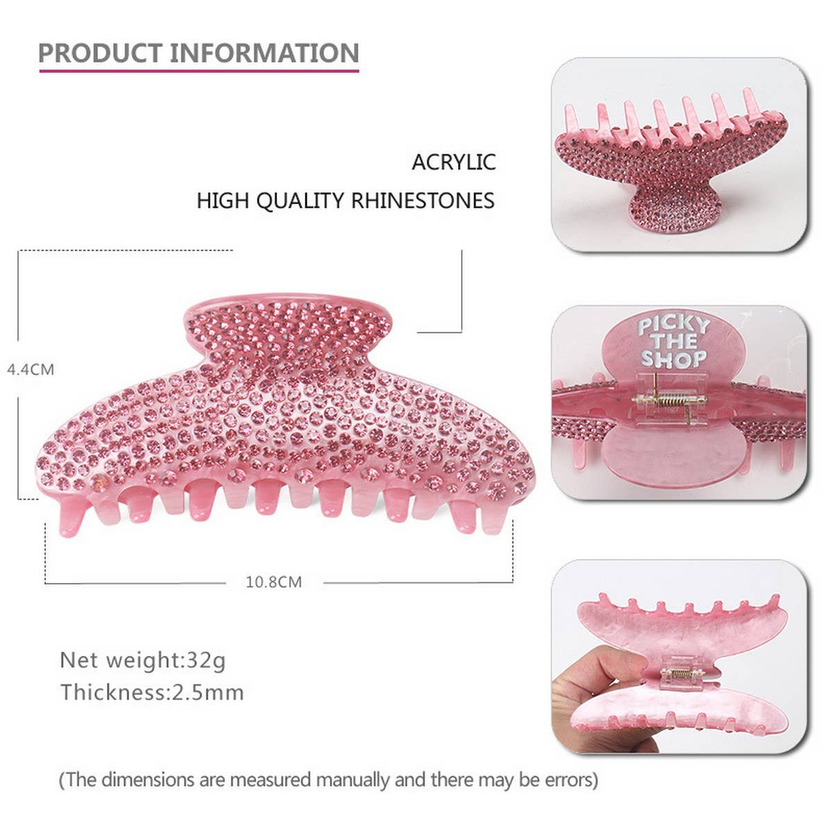 FULL DIAMOND ACRYLIC GRAB CLIP DIAMOND SHARK CLIP