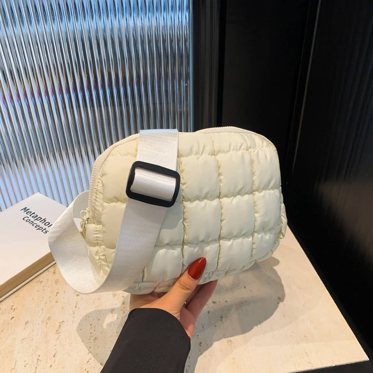 Plaid Puffer Waist Bag Crossbody Chest Pack_CUAB00496