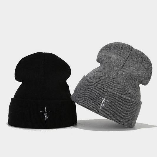 LETTER EMBROIDERY CIRCULAR  HIP HOP KNITTED HAT_CWAH2088