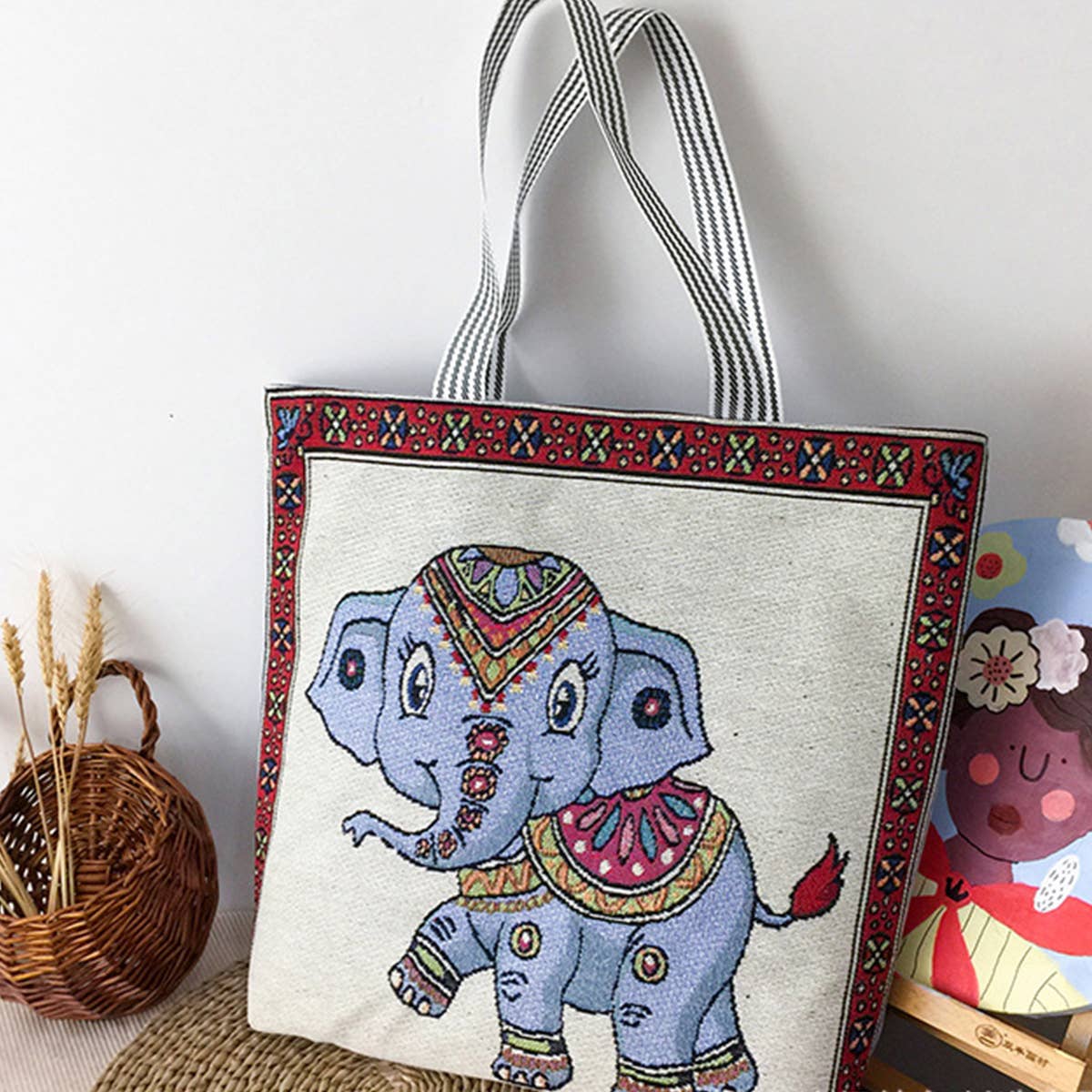 RETRO EMBROIDERED KNITTED BAG SHOULDER TOTE BAG_CWAB1669