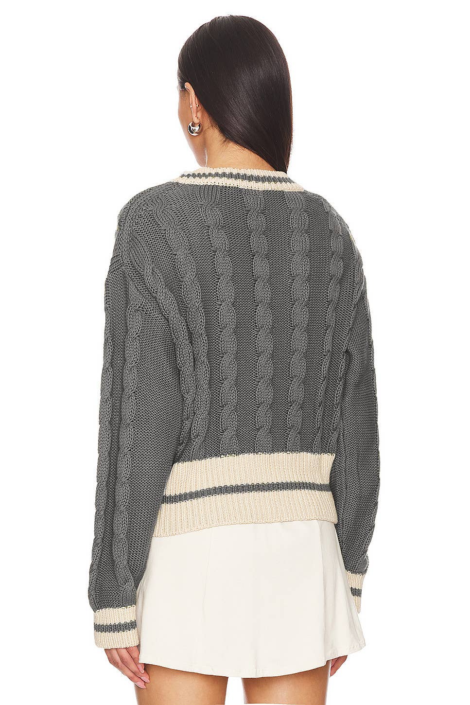 V-NECK MATCHING COLOR TWIST LOOSE CARDIGAN COAT