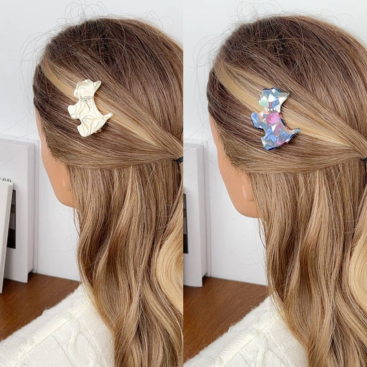 French vintage diamond-encrusted puppy hair clip