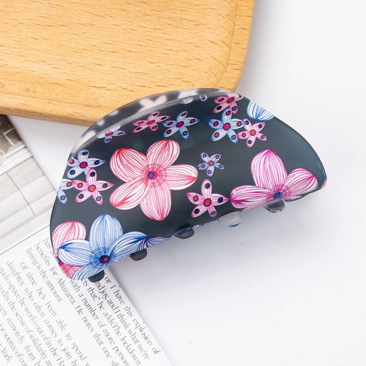 Acrylic printed hair clips fresh & cute grab clips_CWAHA1272