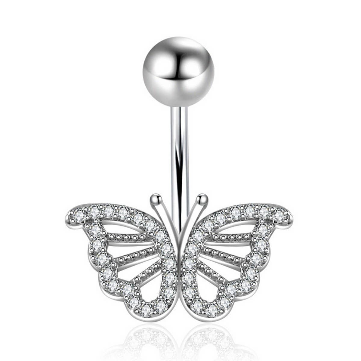 CZ Butterfly Belly Button Ring Piercing Jewelry