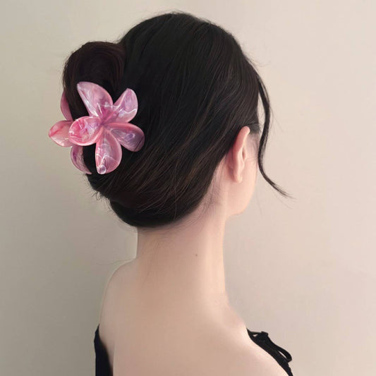 Mint Plumeria Acrylic Hair Claw - Tie-Dye Clip