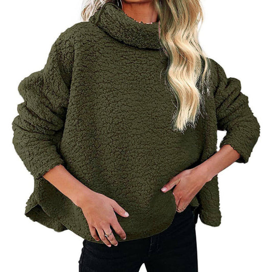 WOOLEN SOLID COLOR PULLOVER SHORT HOODIE WOMAN